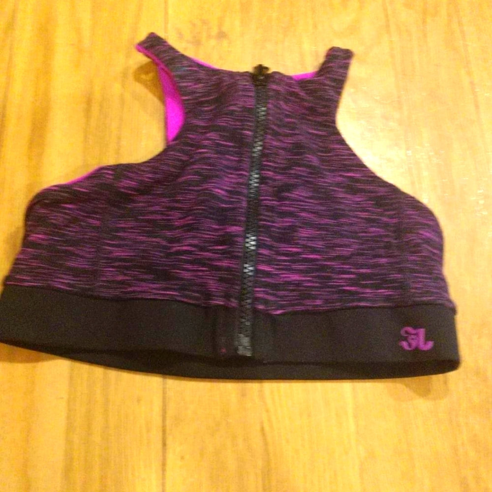 Vintage Jo + Jax Girls' Black & Pink reversible Top with Front Zip